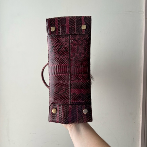 Michael Kors | Red Large Mercer Genuine Snakeskin Tote Bag - Picture 9 of 15